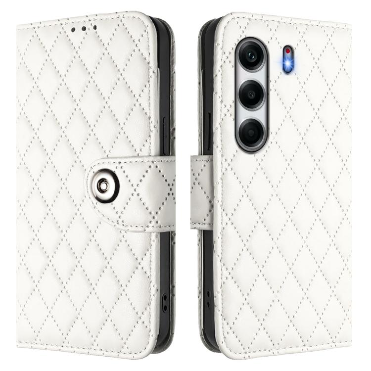 For Tecno Camon 40 4G Rhombic Texture Flip Leather Phone Case with Lanyard