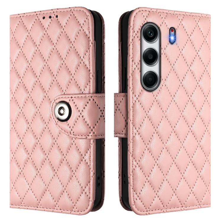 For Tecno Camon 40 4G Rhombic Texture Flip Leather Phone Case with Lanyard