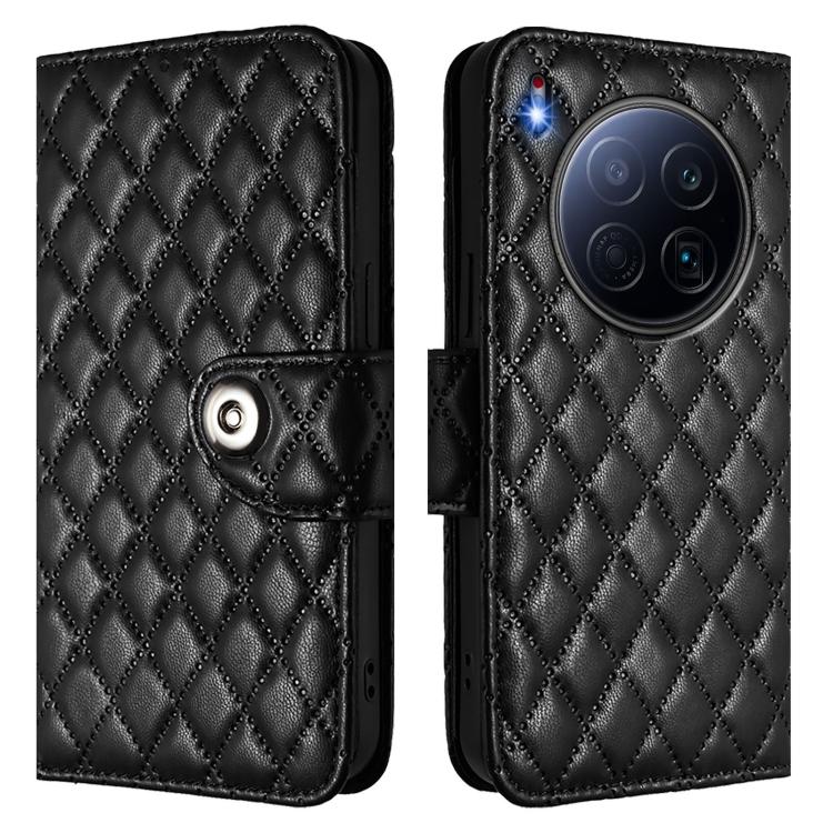 For Tecno Camon 40 Premier Rhombic Texture Flip Leather Phone Case with Lanyard