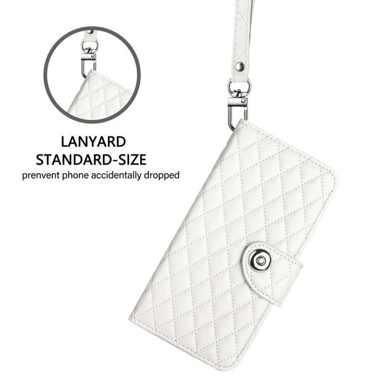 For Tecno Camon 40 Premier Rhombic Texture Flip Leather Phone Case with Lanyard