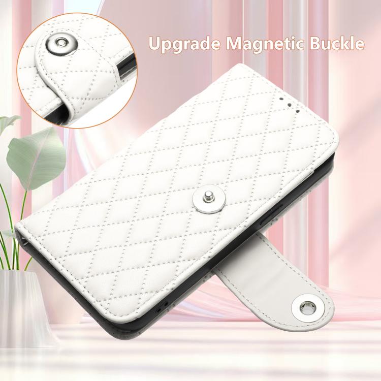 For Tecno Spark Slim 5G Rhombic Texture Flip Leather Phone Case with Lanyard