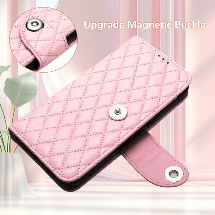 For Tecno Spark Slim 5G Rhombic Texture Flip Leather Phone Case with Lanyard