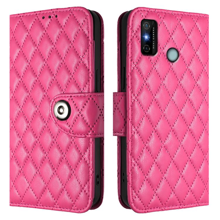For Tecno Spark 6 Go / Go 2020 Rhombic Texture Flip Leather Phone Case with Lanyard