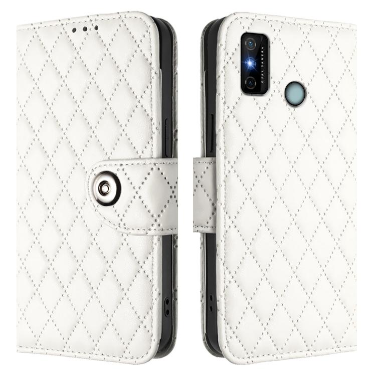 For Tecno Spark 6 Go / Go 2020 Rhombic Texture Flip Leather Phone Case with Lanyard