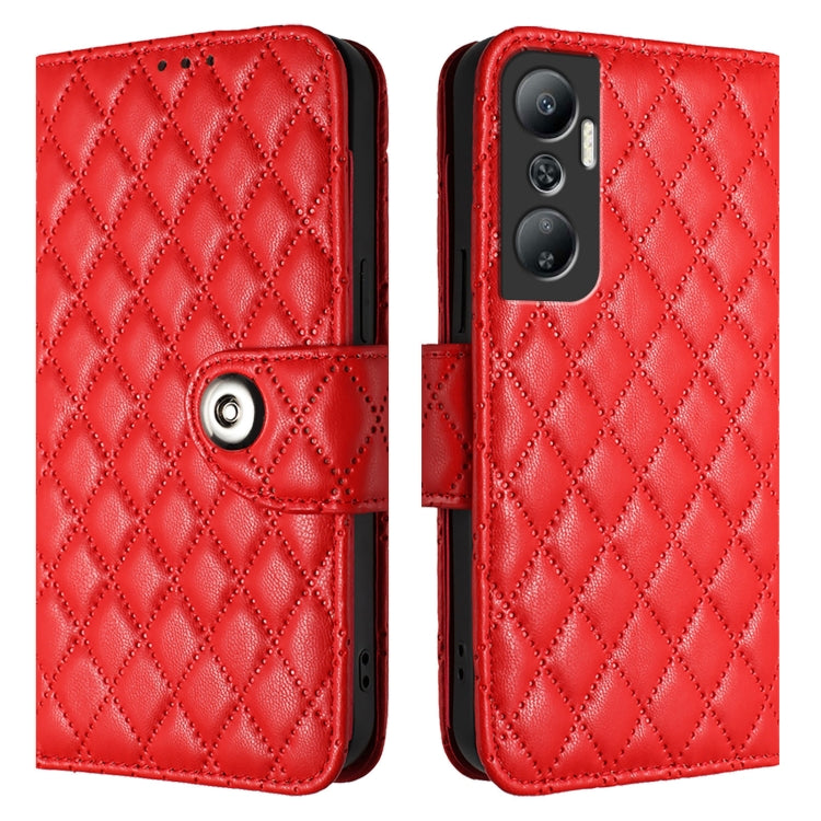 For Infinix Hot 20 4G X6826 Rhombic Texture Flip Leather Phone Case with Lanyard