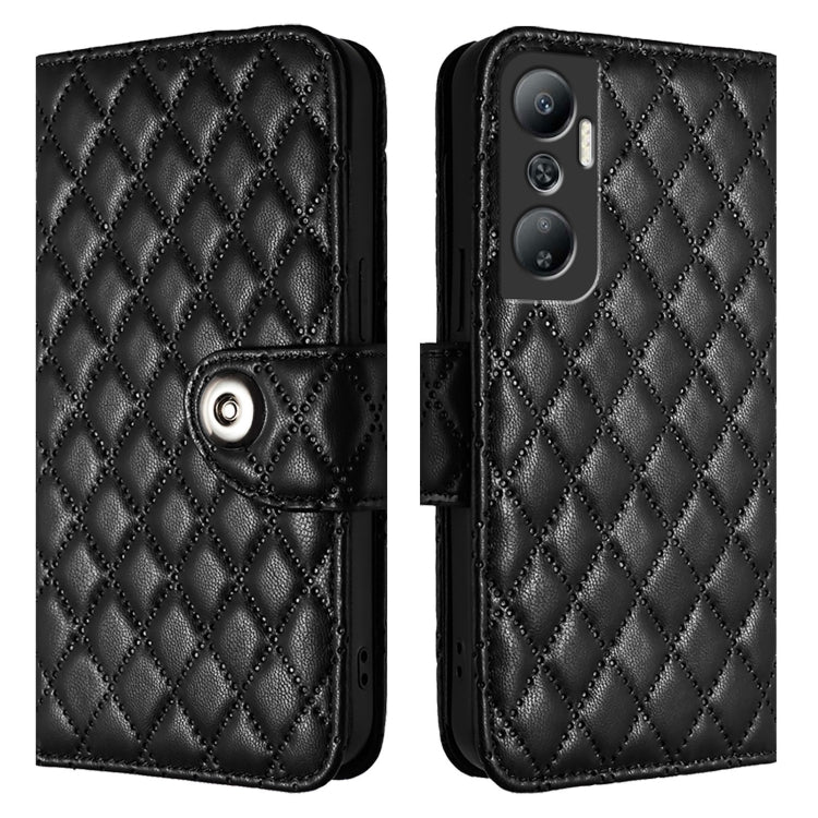 For Infinix Hot 20 4G X6826 Rhombic Texture Flip Leather Phone Case with Lanyard