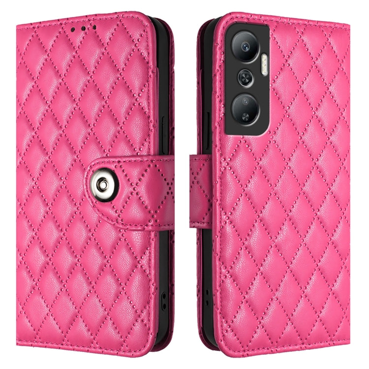 For Infinix Hot 20 4G X6826 Rhombic Texture Flip Leather Phone Case with Lanyard