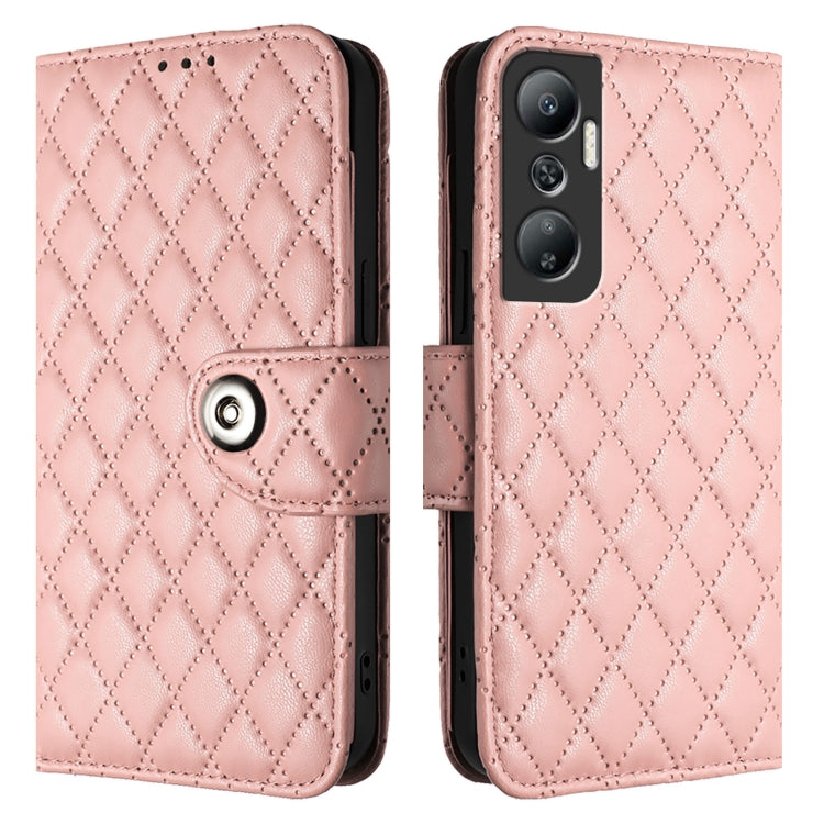For Infinix Hot 20 4G X6826 Rhombic Texture Flip Leather Phone Case with Lanyard