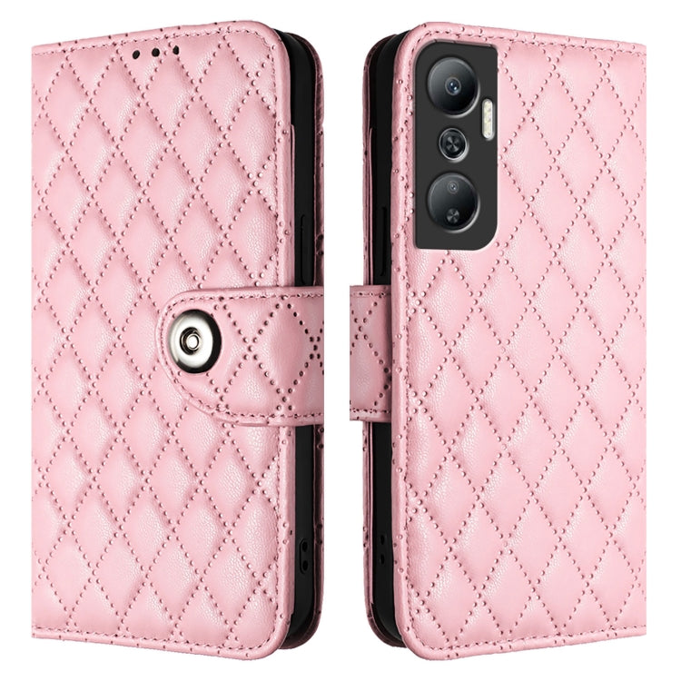 For Infinix Hot 20 4G X6826 Rhombic Texture Flip Leather Phone Case with Lanyard