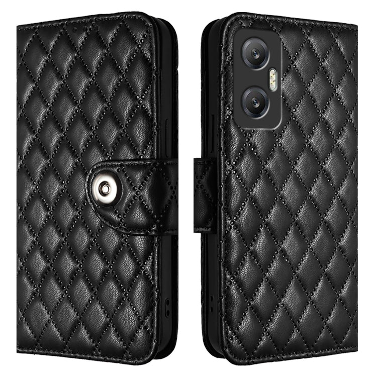 For Infinix Hot 20 5G Rhombic Texture Flip Leather Phone Case with Lanyard