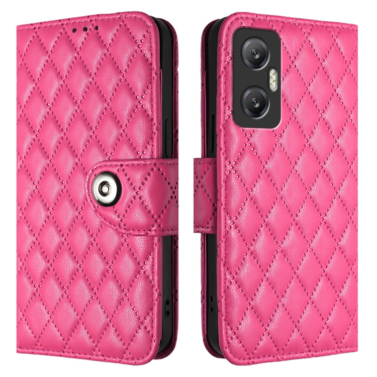 For Infinix Hot 20 5G Rhombic Texture Flip Leather Phone Case with Lanyard