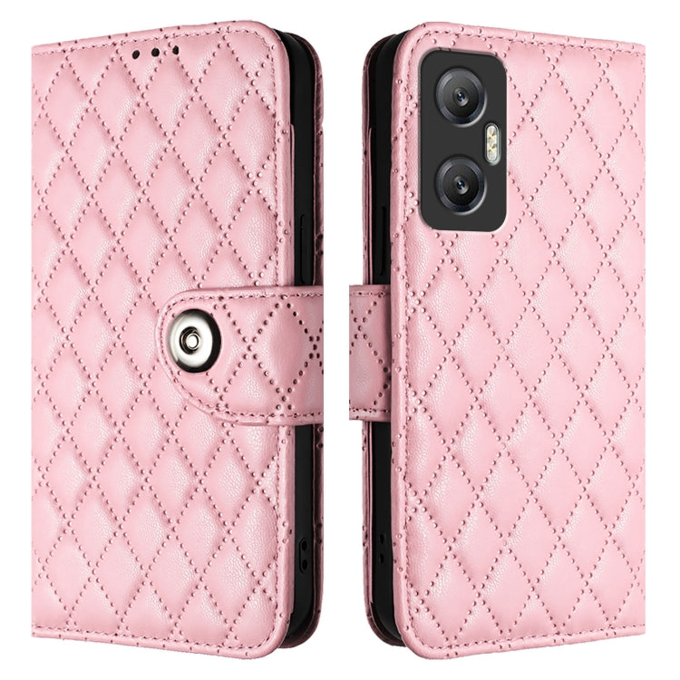 For Infinix Hot 20 5G Rhombic Texture Flip Leather Phone Case with Lanyard