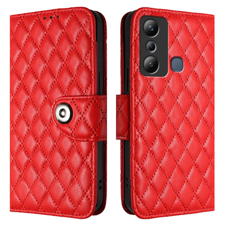 For Infinix Hot 20i X665E Rhombic Texture Flip Leather Phone Case with Lanyard