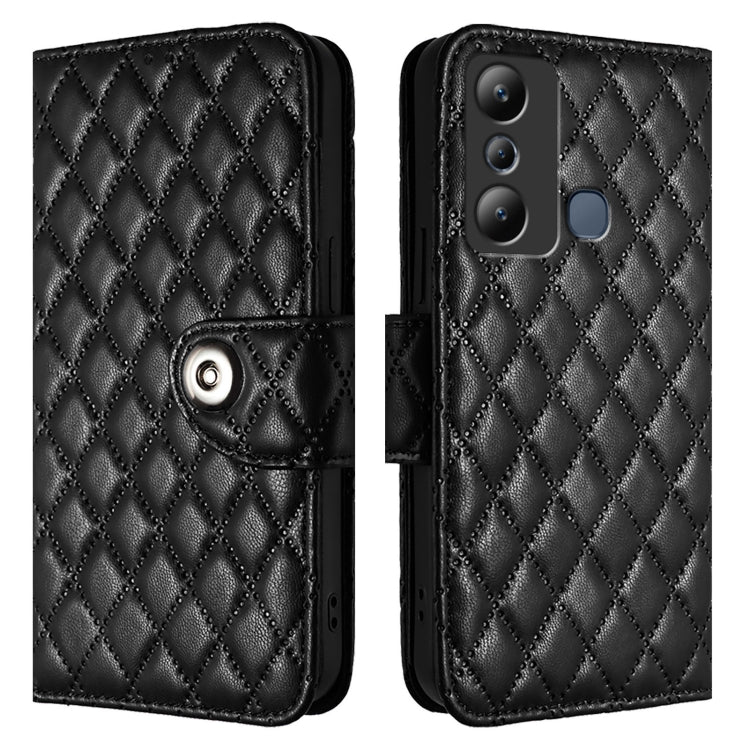 For Infinix Hot 20i X665E Rhombic Texture Flip Leather Phone Case with Lanyard