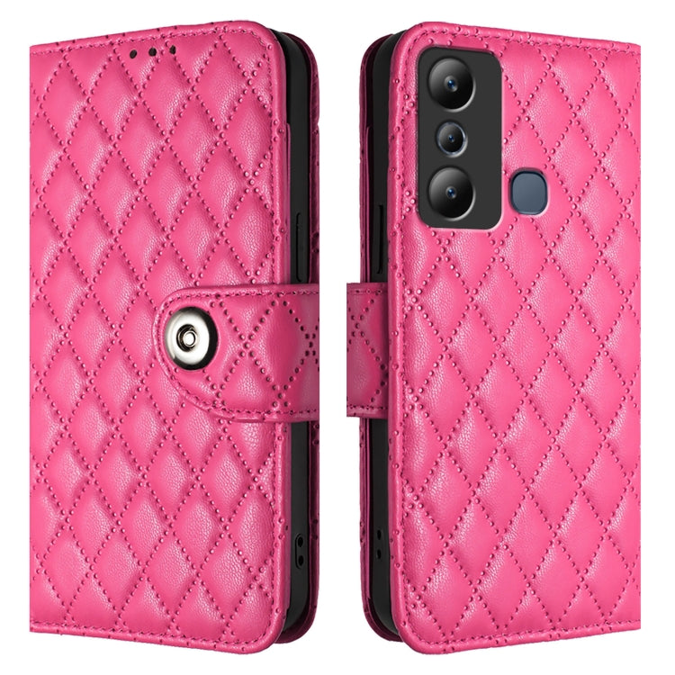 For Infinix Hot 20i X665E Rhombic Texture Flip Leather Phone Case with Lanyard