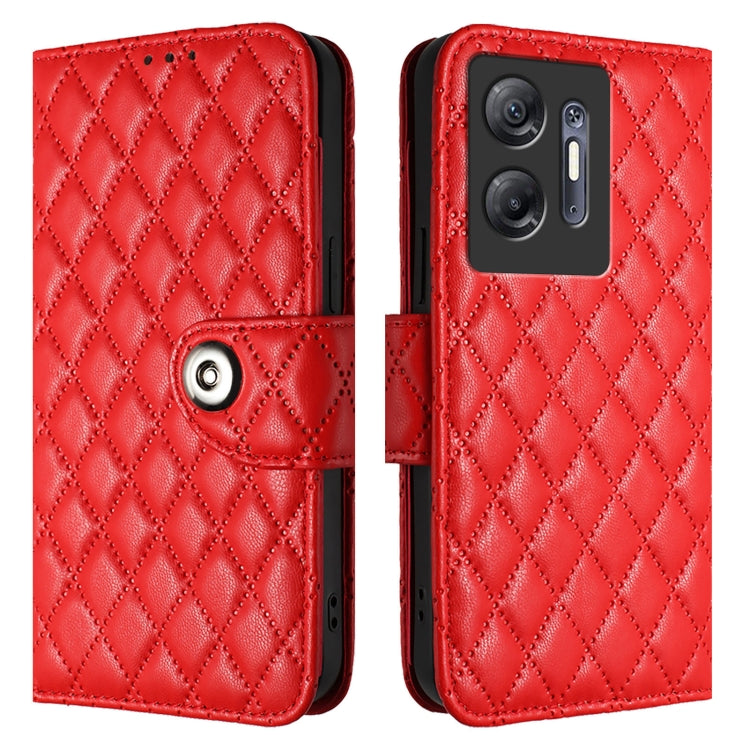 For Infinix Hot 30 5G Rhombic Texture Flip Leather Phone Case with Lanyard