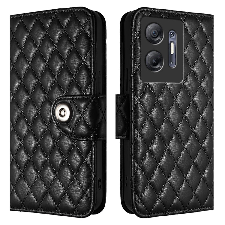 For Infinix Hot 30 5G Rhombic Texture Flip Leather Phone Case with Lanyard