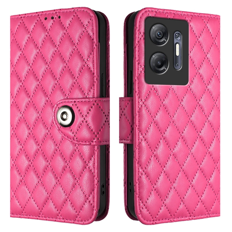 For Infinix Hot 30 5G Rhombic Texture Flip Leather Phone Case with Lanyard