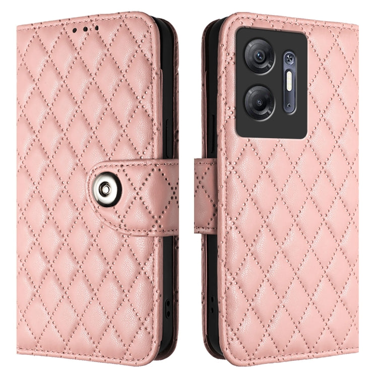 For Infinix Hot 30 5G Rhombic Texture Flip Leather Phone Case with Lanyard