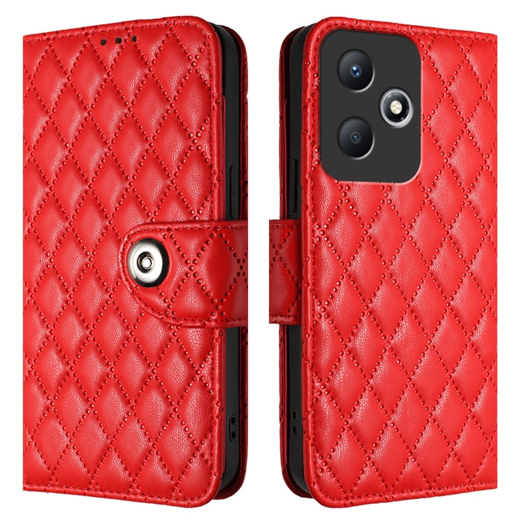 For Infinix Hot 30 Play / 30 Play NFC Rhombic Texture Flip Leather Phone Case with Lanyard
