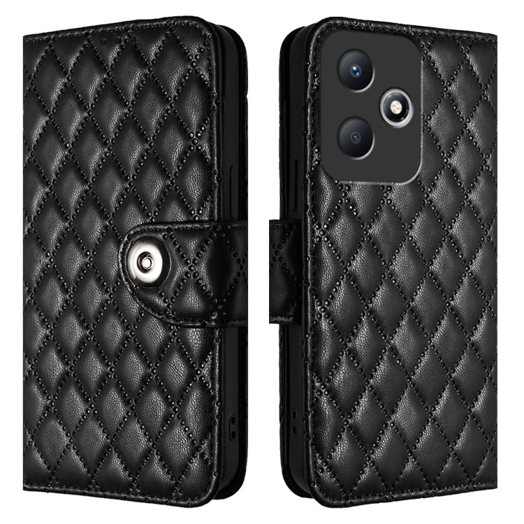 For Infinix Hot 30 Play / 30 Play NFC Rhombic Texture Flip Leather Phone Case with Lanyard