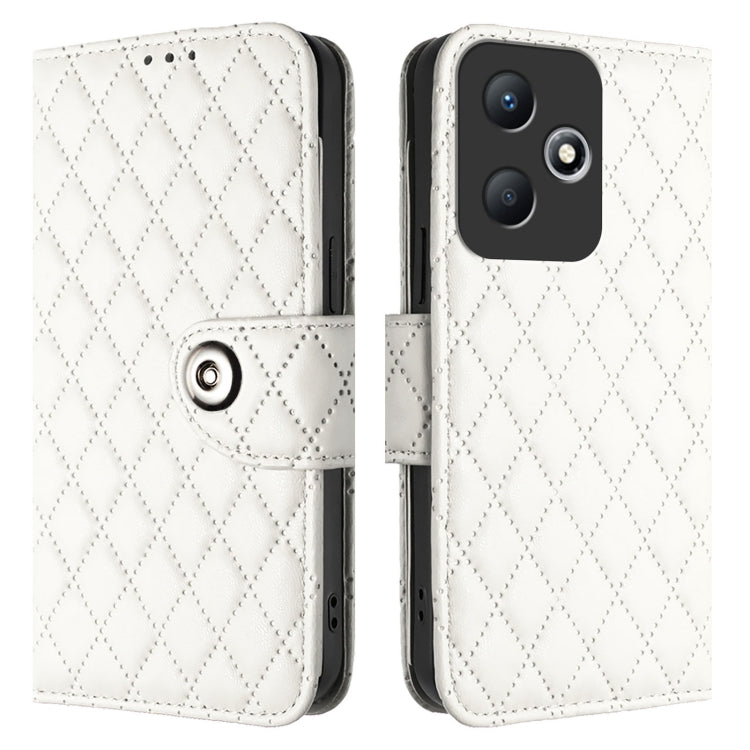 For Infinix Hot 30 Play / 30 Play NFC Rhombic Texture Flip Leather Phone Case with Lanyard
