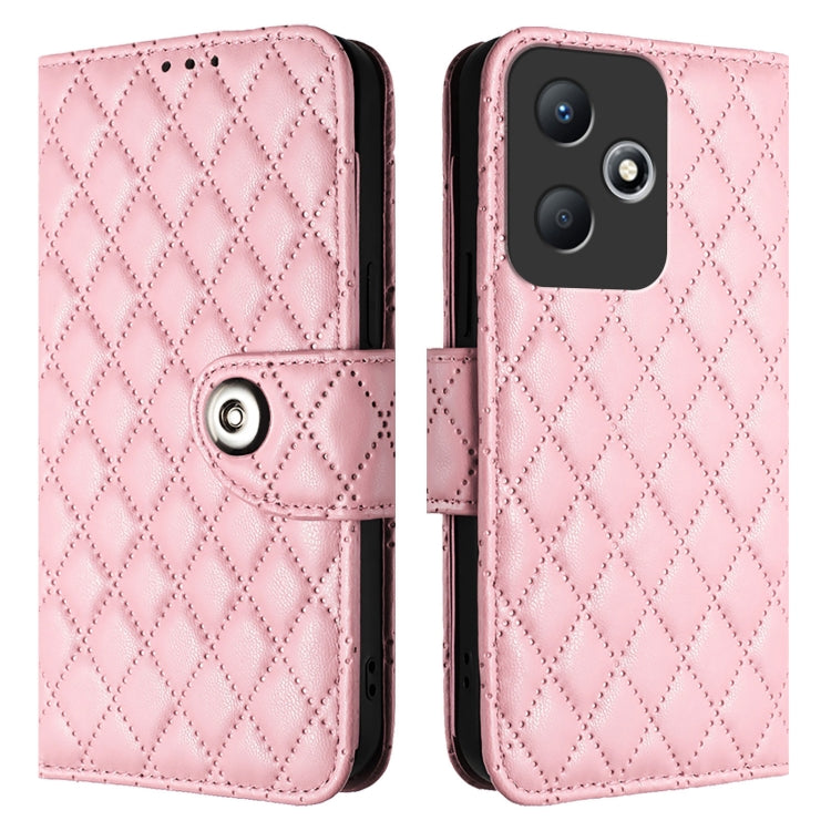For Infinix Hot 30 Play / 30 Play NFC Rhombic Texture Flip Leather Phone Case with Lanyard