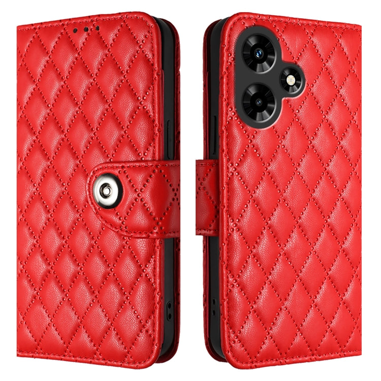 For Infinix Hot 30i Rhombic Texture Flip Leather Phone Case with Lanyard