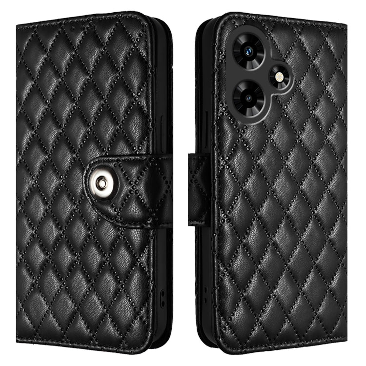 For Infinix Hot 30i Rhombic Texture Flip Leather Phone Case with Lanyard