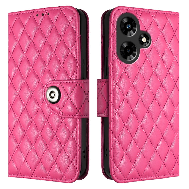 For Infinix Hot 30i Rhombic Texture Flip Leather Phone Case with Lanyard