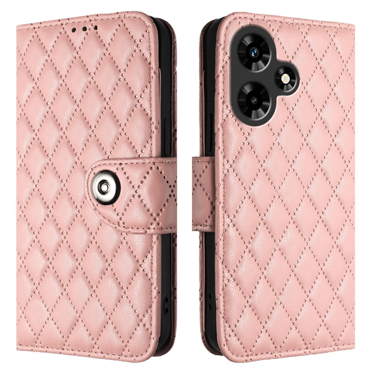 For Infinix Hot 30i Rhombic Texture Flip Leather Phone Case with Lanyard