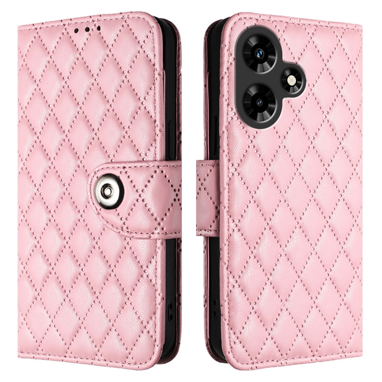 For Infinix Hot 30i Rhombic Texture Flip Leather Phone Case with Lanyard