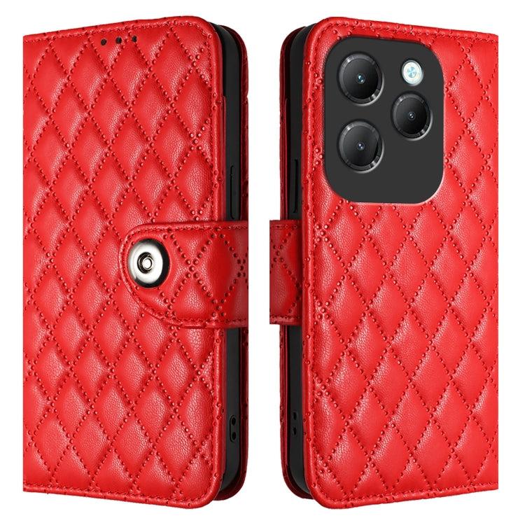 For Infinix Hot 40 / Hot 40 Pro Rhombic Texture Flip Leather Phone Case with Lanyard