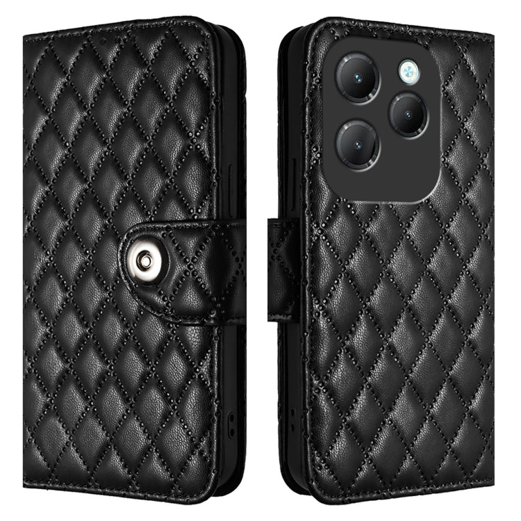 For Infinix Hot 40 / Hot 40 Pro Rhombic Texture Flip Leather Phone Case with Lanyard