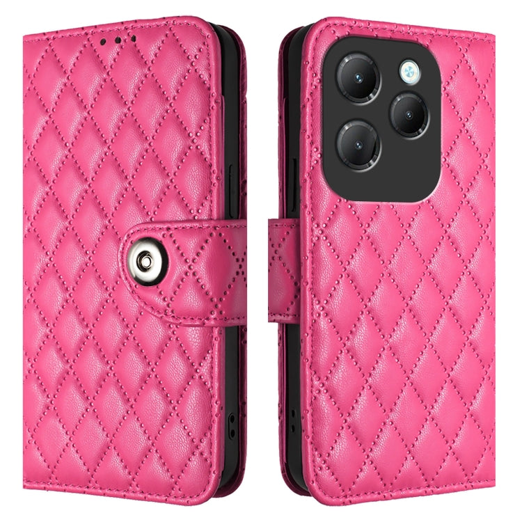 For Infinix Hot 40 / Hot 40 Pro Rhombic Texture Flip Leather Phone Case with Lanyard