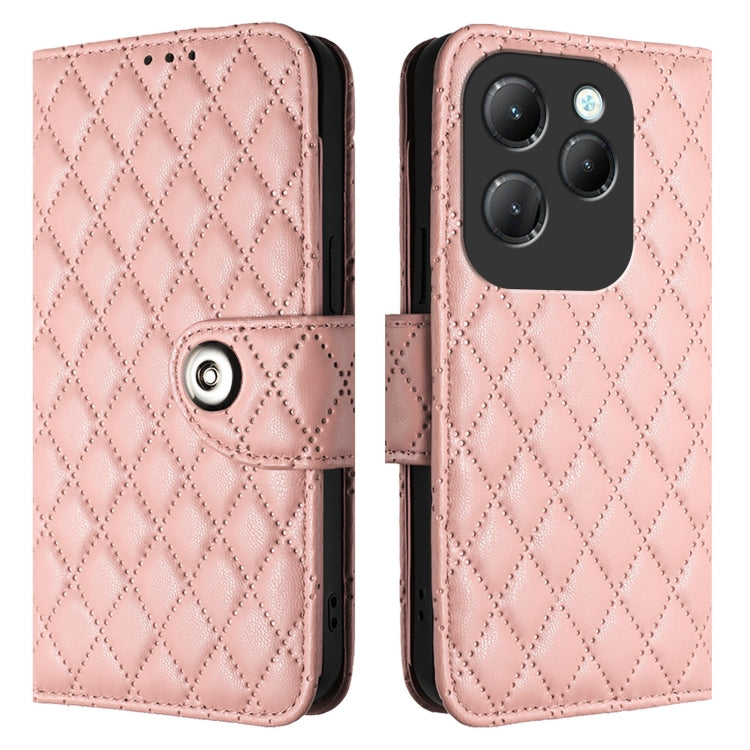 For Infinix Hot 40 / Hot 40 Pro Rhombic Texture Flip Leather Phone Case with Lanyard