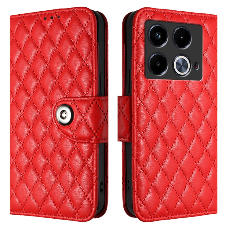For Infinix Note 40 4G Rhombic Texture Flip Leather Phone Case with Lanyard