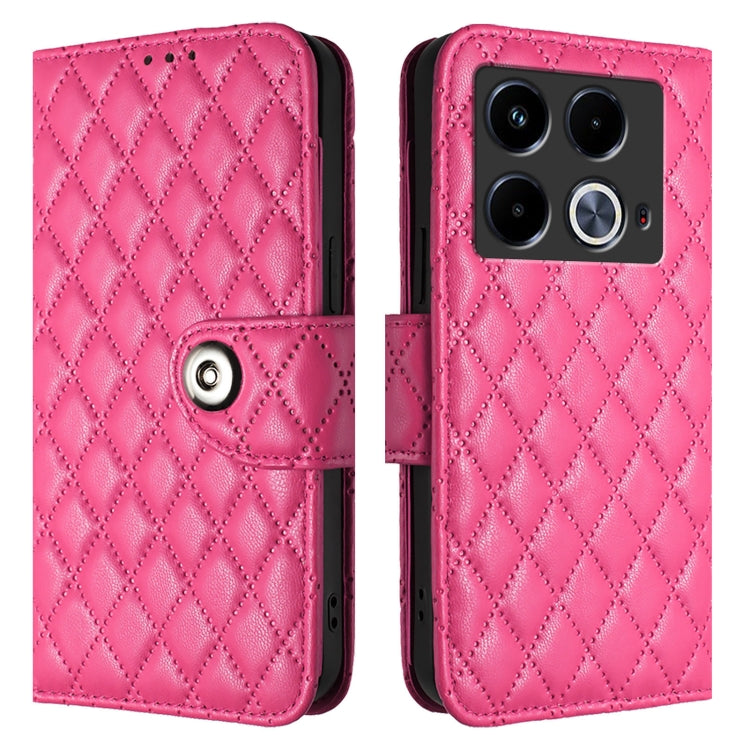 For Infinix Note 40 4G Rhombic Texture Flip Leather Phone Case with Lanyard