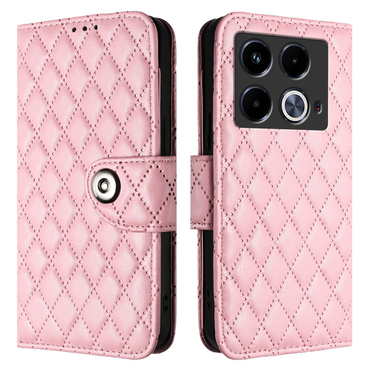 For Infinix Note 40 4G Rhombic Texture Flip Leather Phone Case with Lanyard