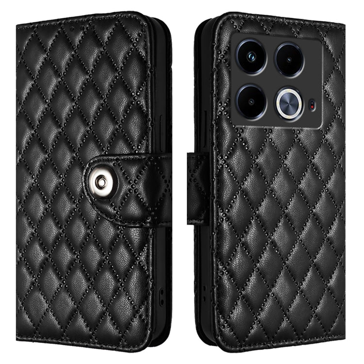 For Infinix Note 40 5G Rhombic Texture Flip Leather Phone Case with Lanyard