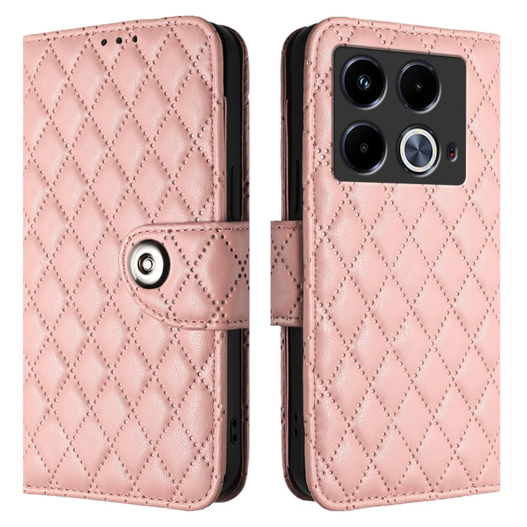 For Infinix Note 40 5G Rhombic Texture Flip Leather Phone Case with Lanyard
