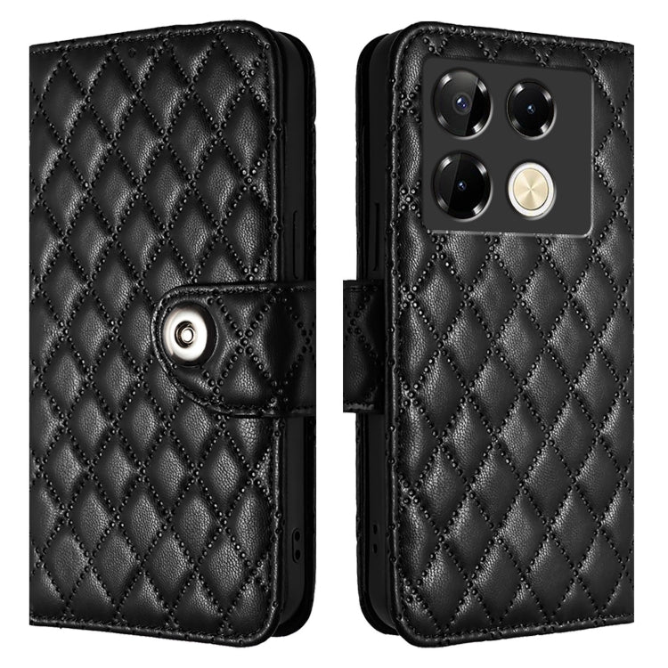 For Infinix Note 40 Pro 4G X6850 Rhombic Texture Flip Leather Phone Case with Lanyard