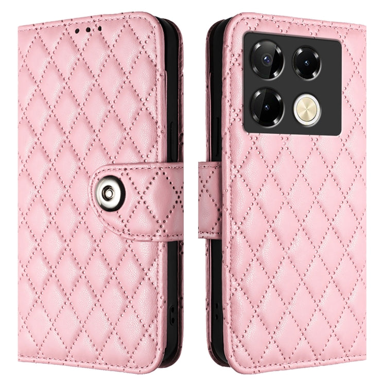 For Infinix Note 40 Pro 4G X6850 Rhombic Texture Flip Leather Phone Case with Lanyard
