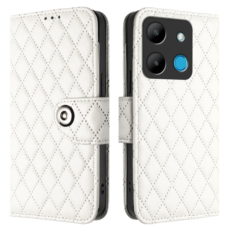 For Infinix Smart 7 HD Rhombic Texture Flip Leather Phone Case with Lanyard