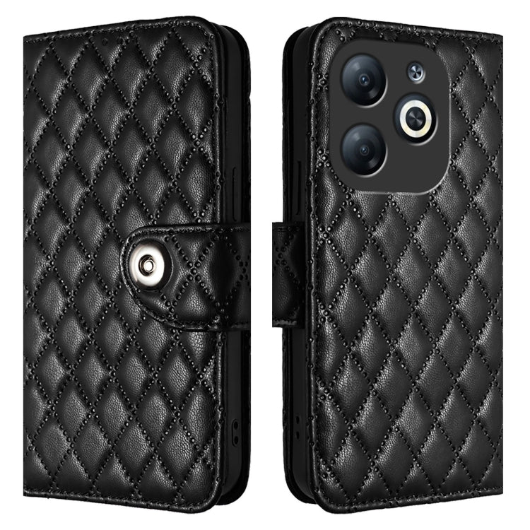 For Infinix Smart 8 Rhombic Texture Flip Leather Phone Case with Lanyard