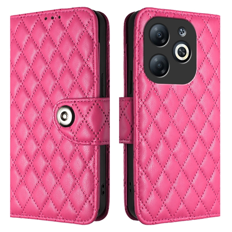 For Infinix Smart 8 Rhombic Texture Flip Leather Phone Case with Lanyard