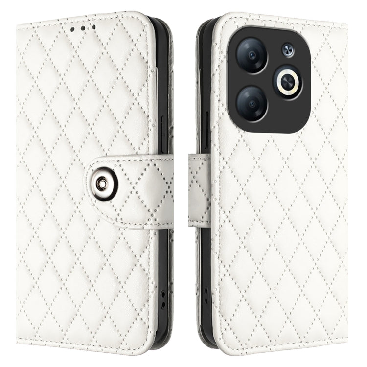 For Infinix Smart 8 Rhombic Texture Flip Leather Phone Case with Lanyard