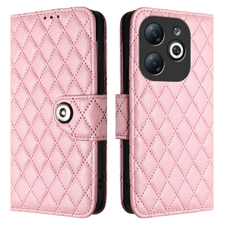 For Infinix Smart 8 Rhombic Texture Flip Leather Phone Case with Lanyard