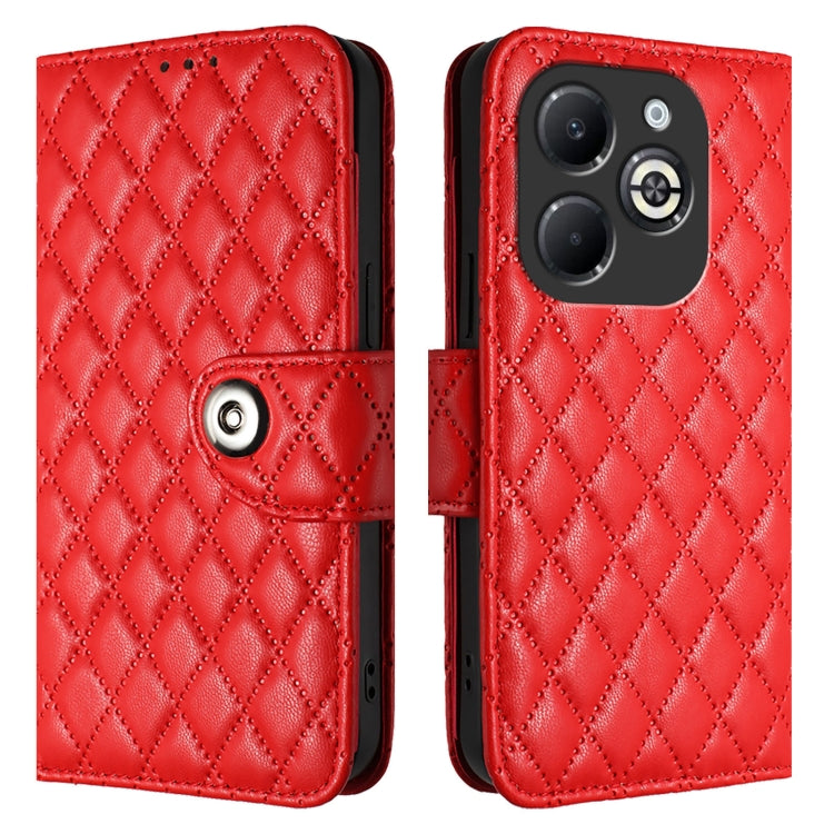 For Infinix Smart 8 Plus / Smart 8 Pro Rhombic Texture Flip Leather Phone Case with Lanyard