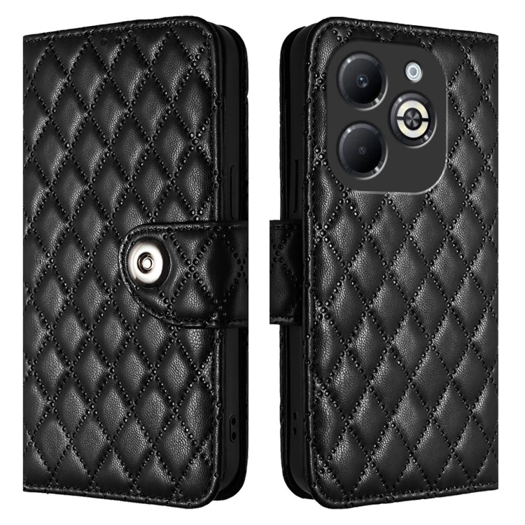 For Infinix Smart 8 Plus / Smart 8 Pro Rhombic Texture Flip Leather Phone Case with Lanyard